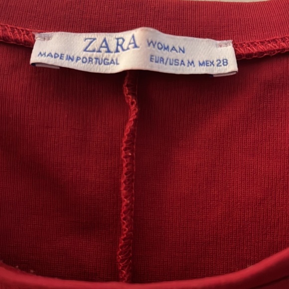 Zara Womens Red Short Sleeve Loose Fit Knee Length Tiered Dress Size M - Picture 4 of 7